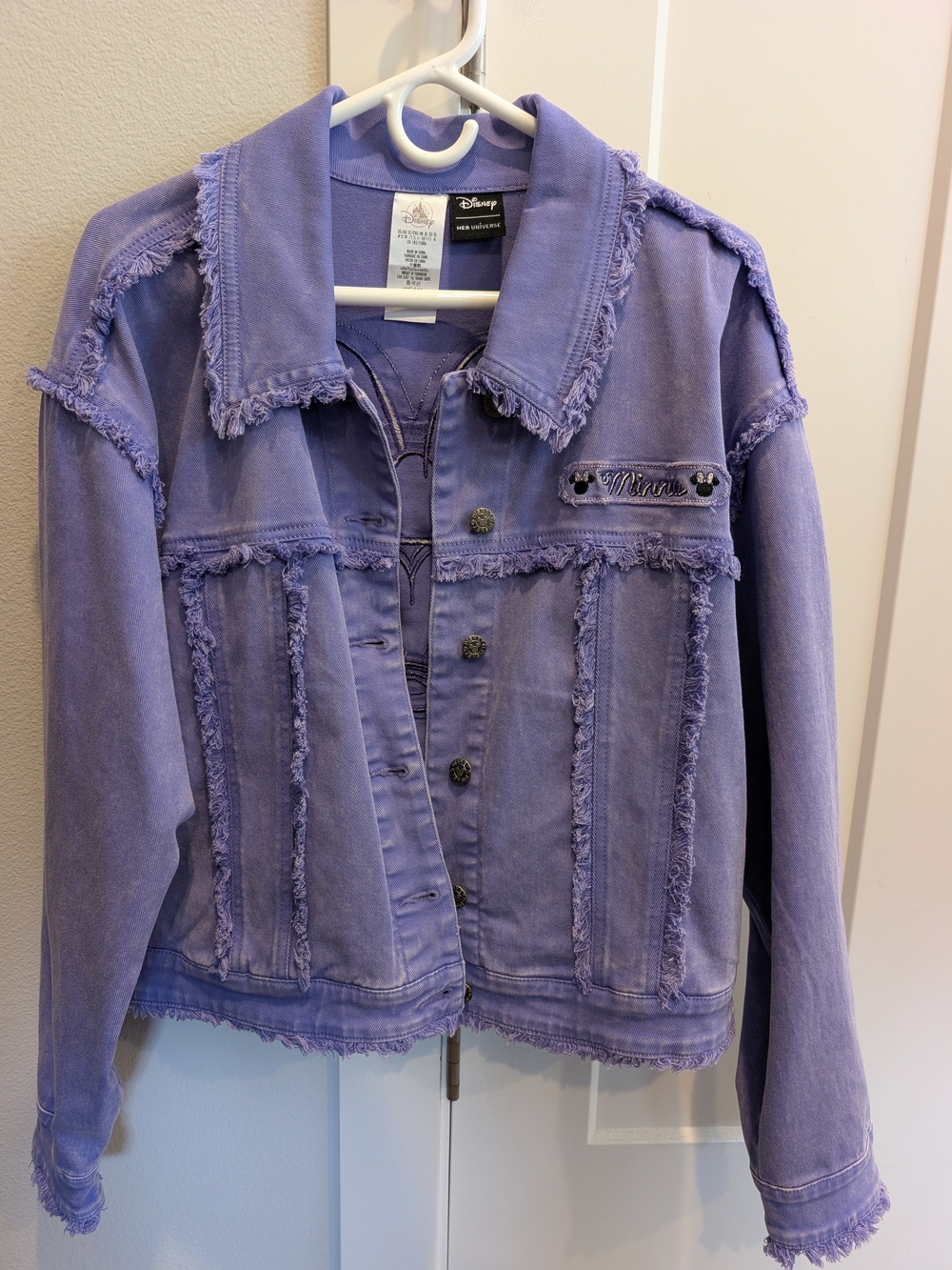 Disney Lavender Frayed-Trim Denim Jacket - Women's